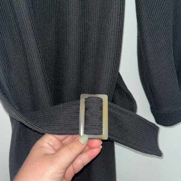 GAL MEETS GLAM Jody Black Ribbed Belted Knee Length Dress Size 00 - Picture 7 of 10